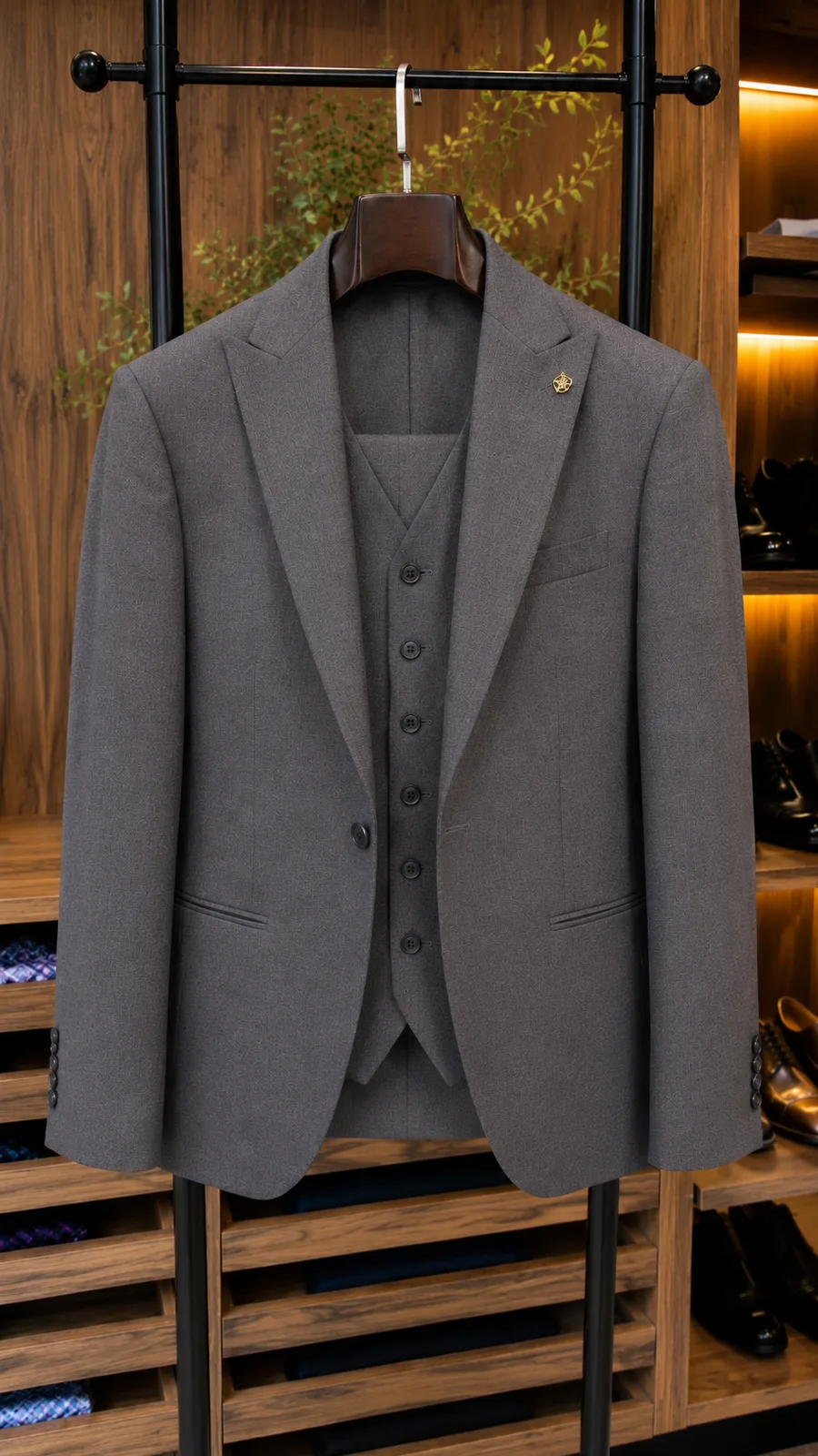 Traje Gris Oscuro Jaspe — vista 3