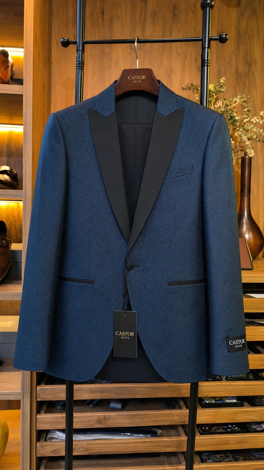 Esmoquin Texturizado Verde Azul — vista 3