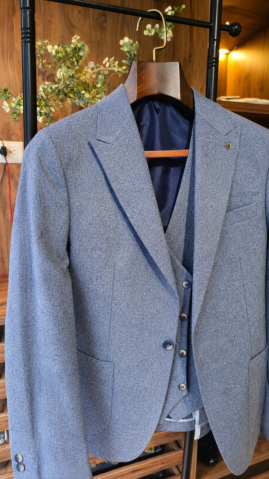 Traje Azul Celeste en Algodón — vista 3