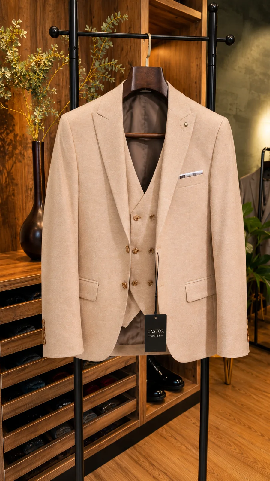 Traje Beige Texturizado — vista 3