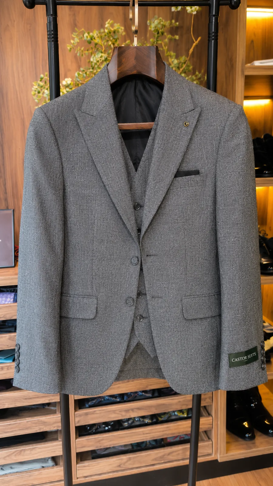 Traje Gris Jaspe Tres Piezas — vista 3