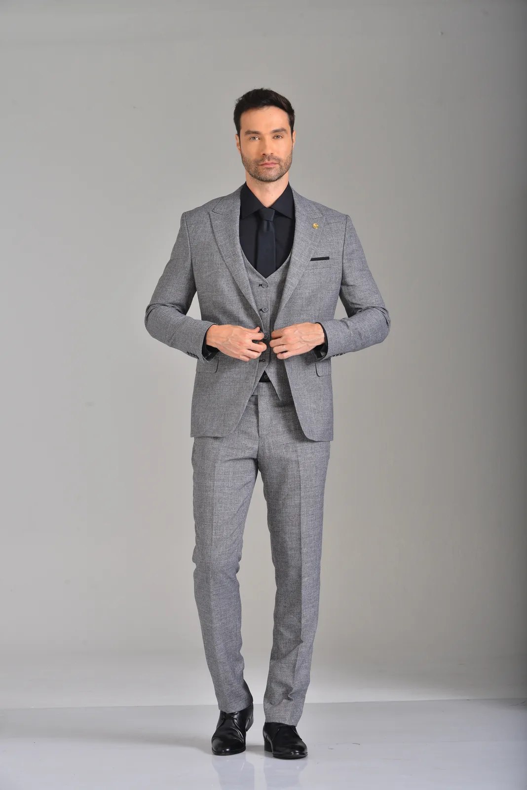 Traje Gris Jaspe Tres Piezas
